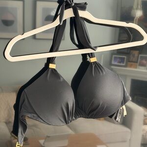 Elegant Black Halter Bikini Top